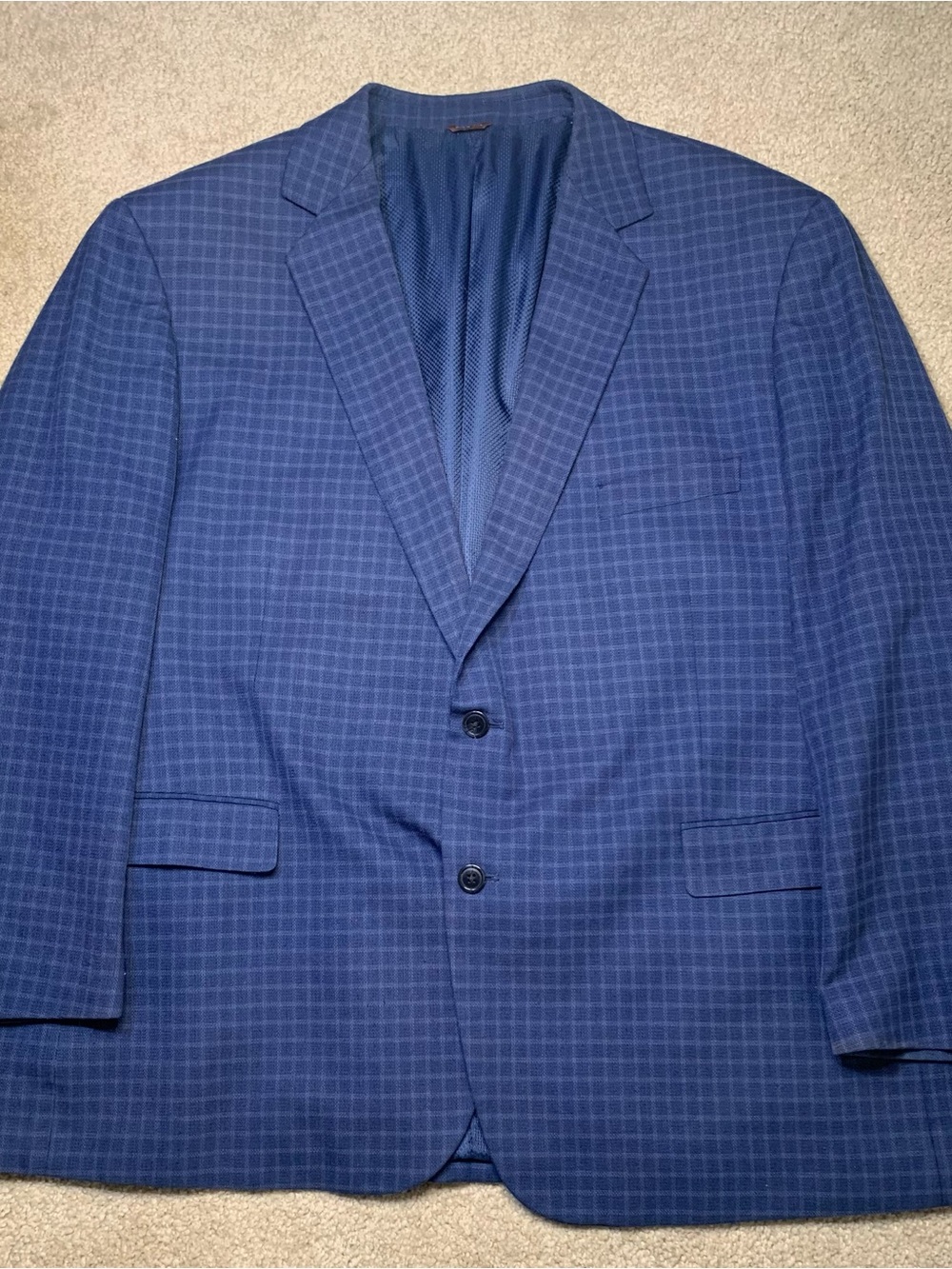Oak Hill Men’s Blue Check 2-Button Single-Breasted Notch Lapel 3XL 54/56R
